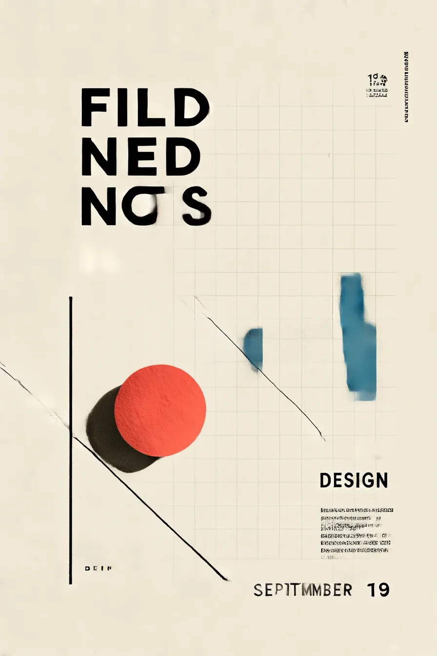 Midjourney's geometric-typography Field Notes event poster